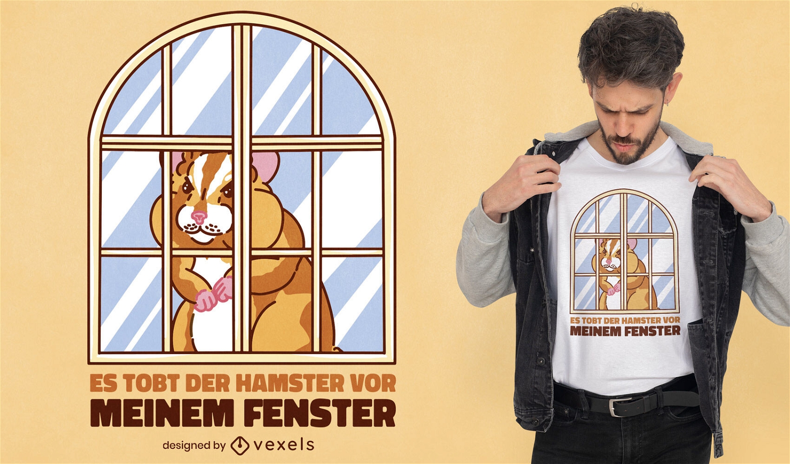 Diseño de camiseta alemana de hámster enojado