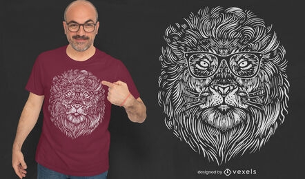 Diseño de camiseta de león hipster