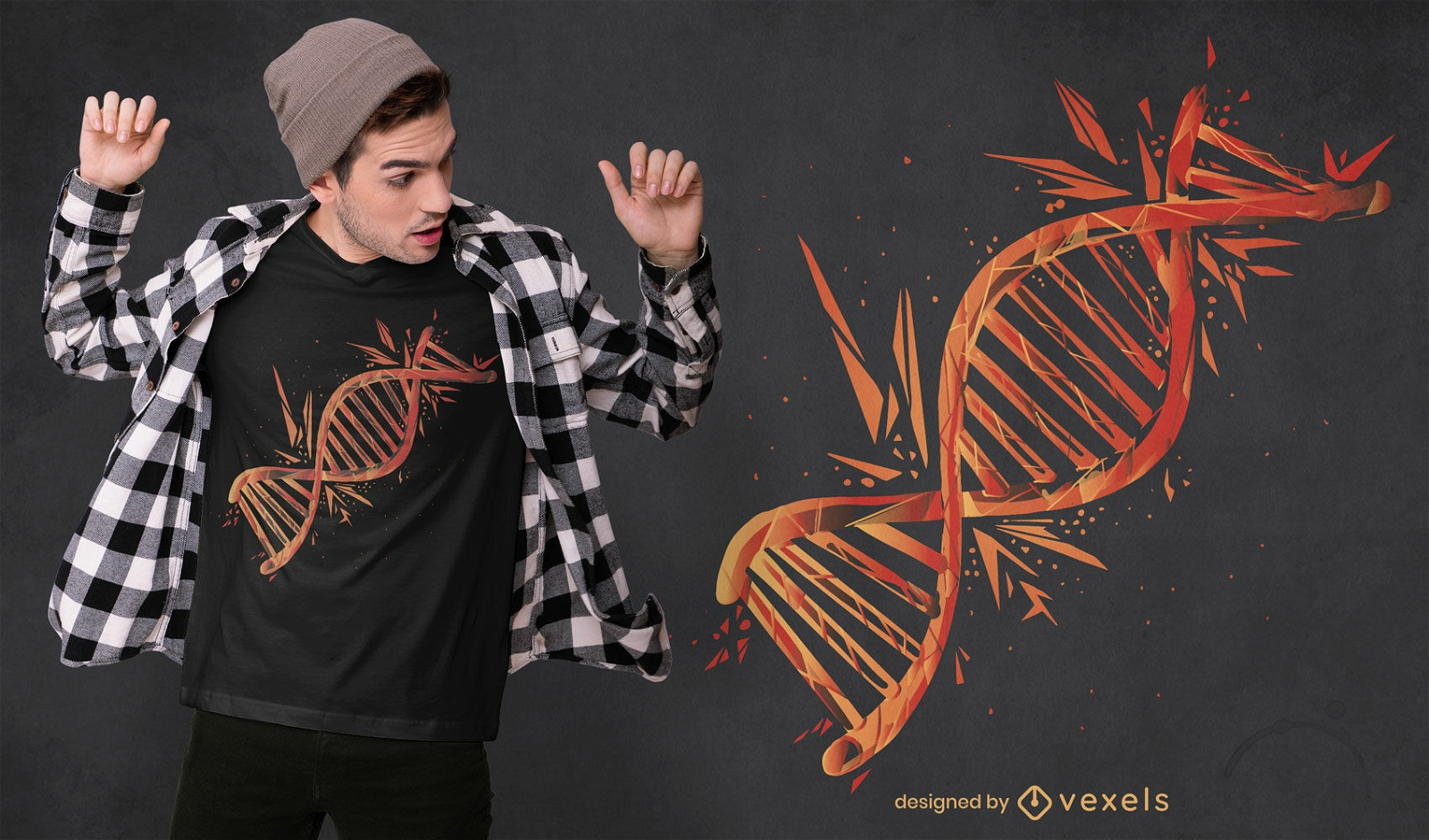 Diseño de camiseta con cadena de ADN.