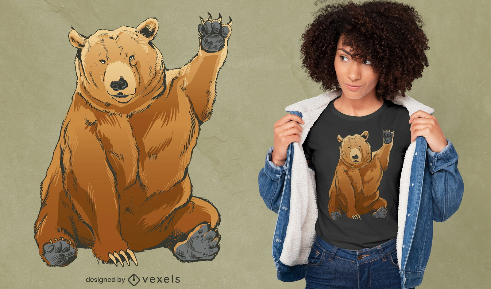 Design de t-shirt de felicitações de urso pardo