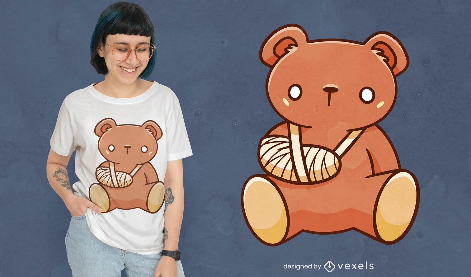 Design de camiseta de ursinho quebrado