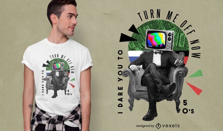 Man with television head t-shirt psd