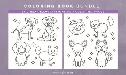 Mascotas libro para colorear KDP interior design