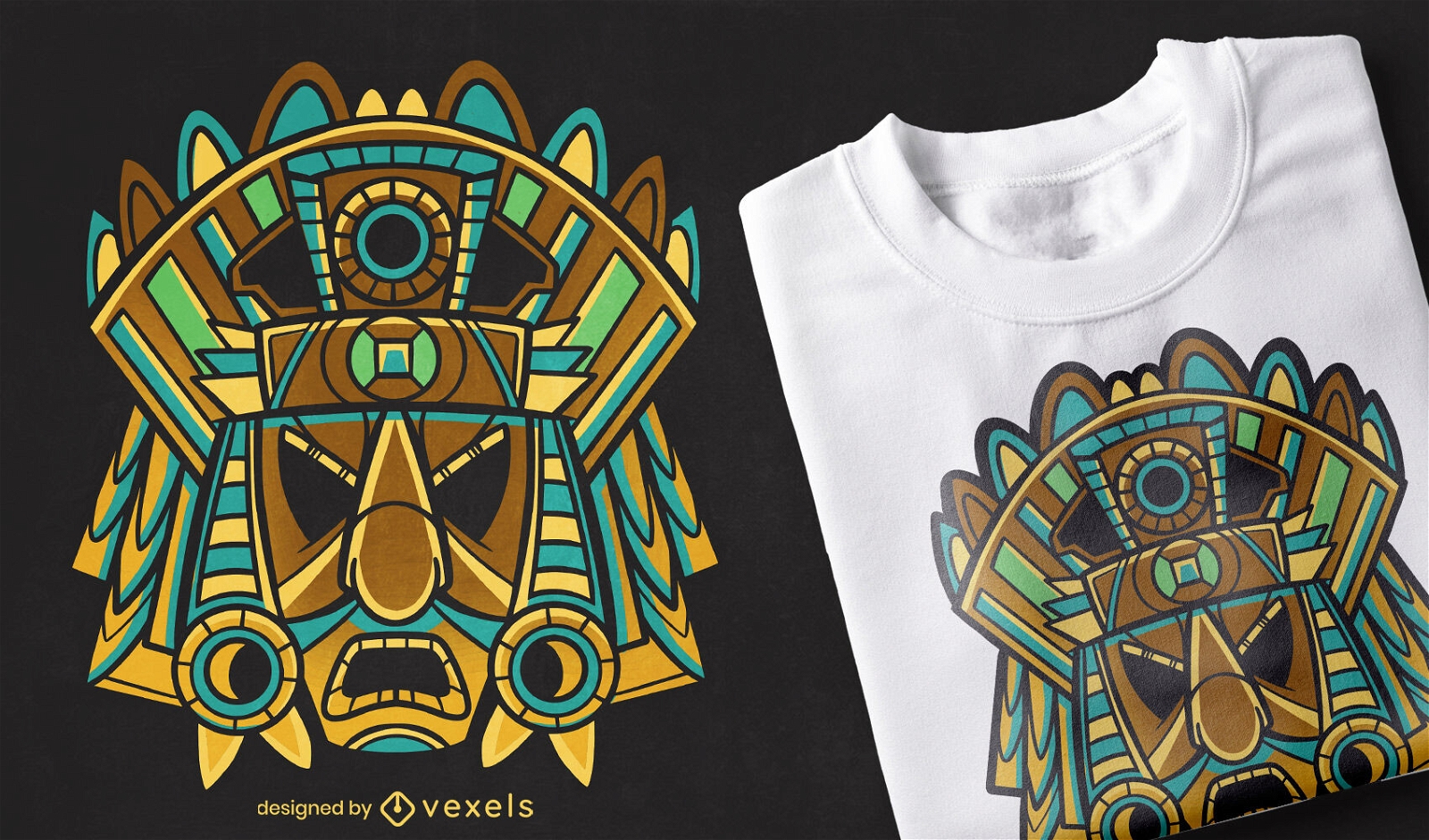 T-Shirt-Design mit Tribal-Maske