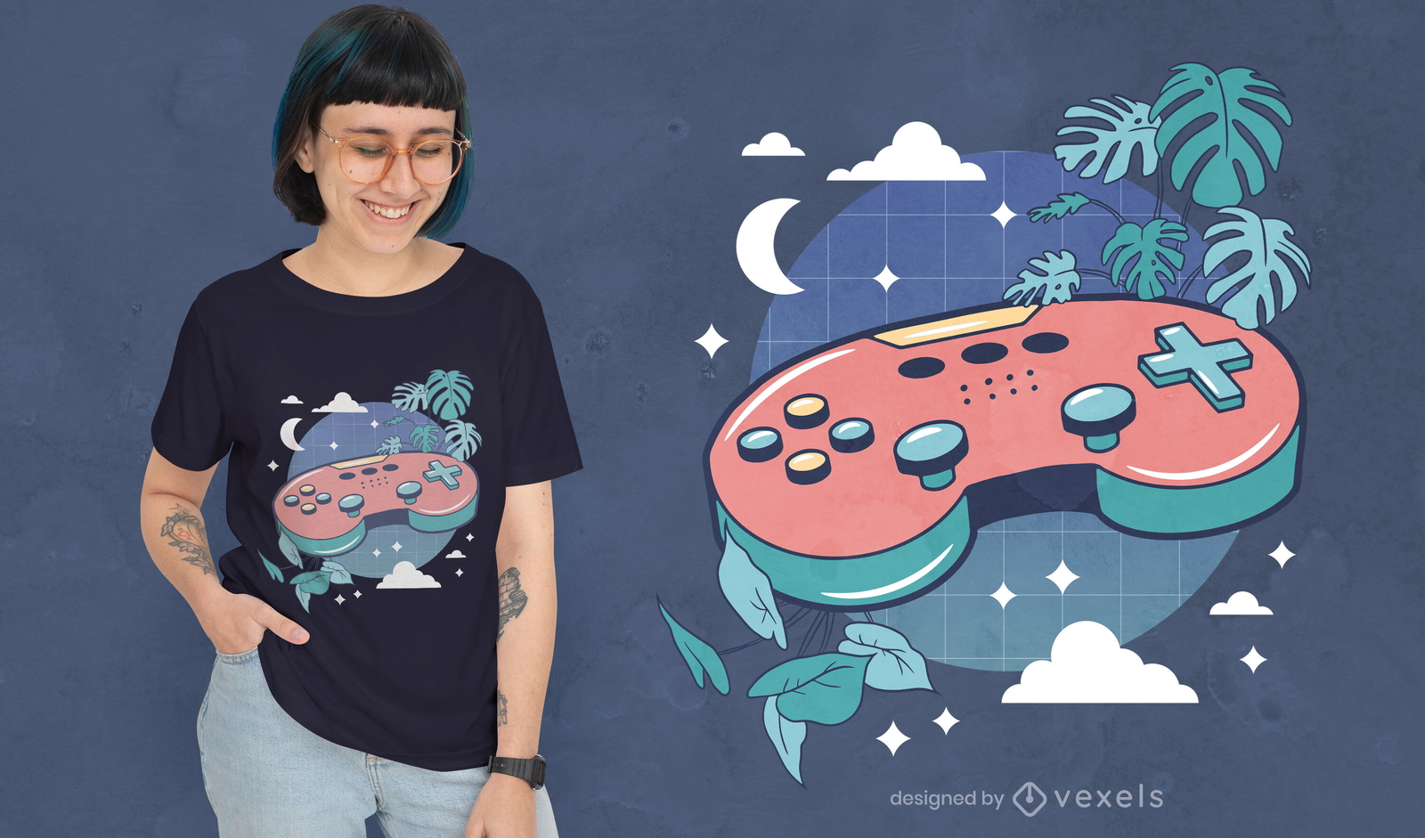 Diseño de camiseta retro joystick controller