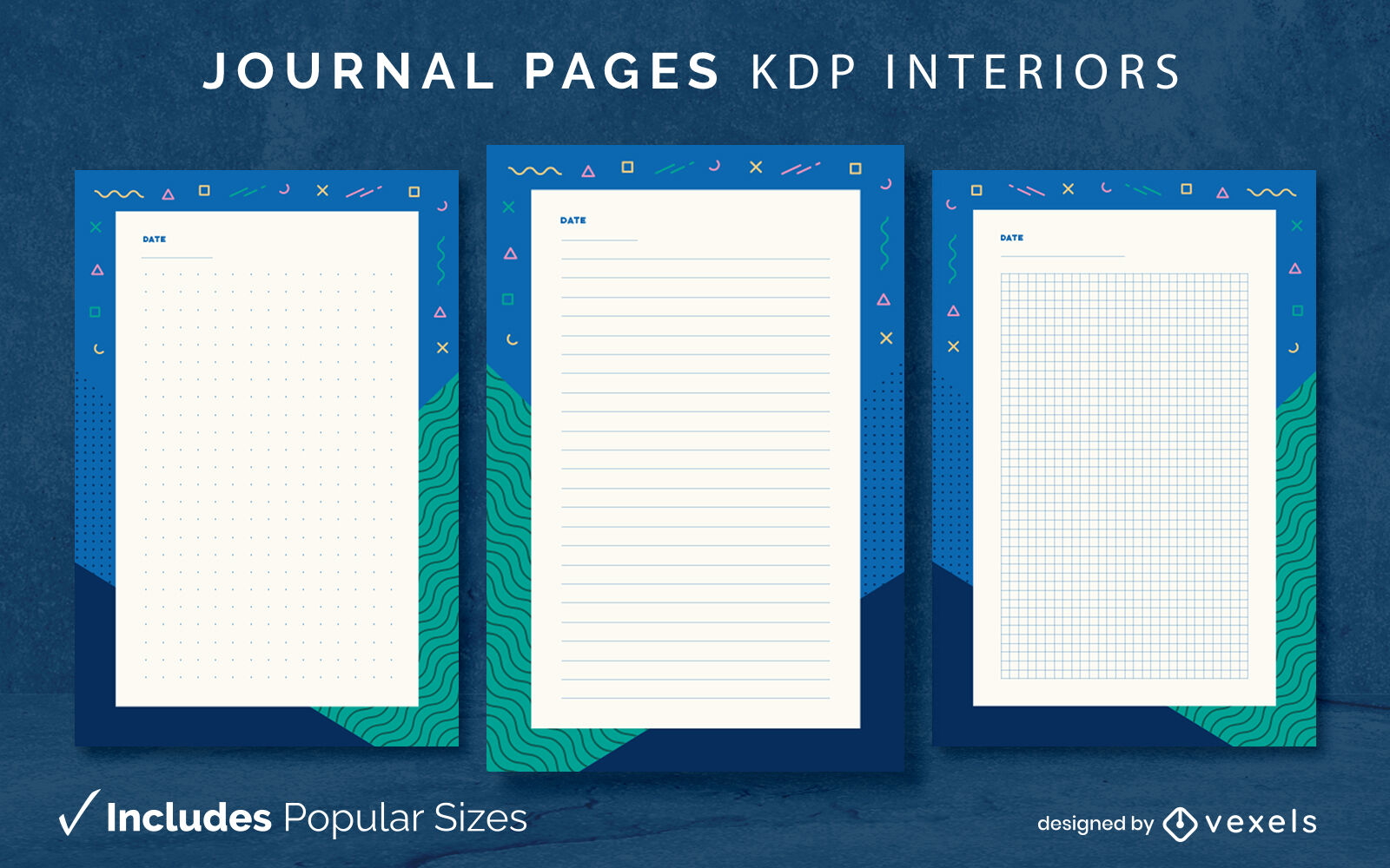 Plantilla de páginas de diario en blanco Diseño de interiores KDP