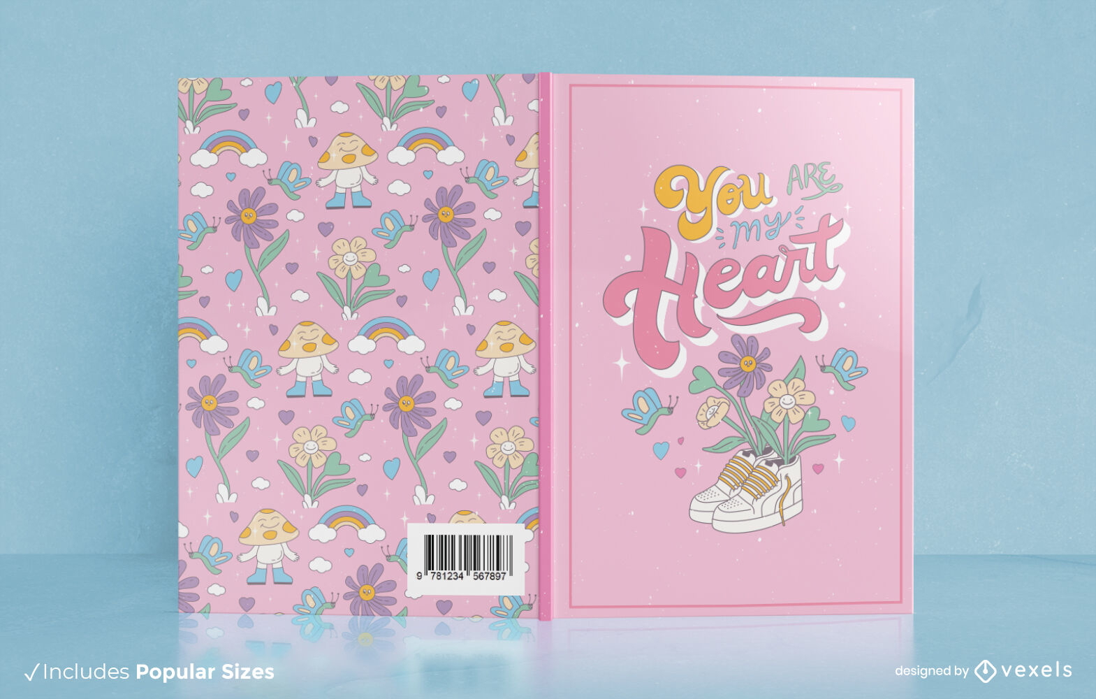 Diseño de portada de libro de día de San Valentín con cita de amor