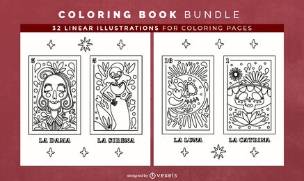 Páginas de design do livro para colorir do Dia dos Mortos