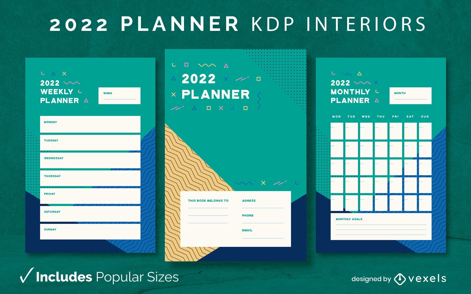 Modelo de design de diário do planejador 2022 KDP