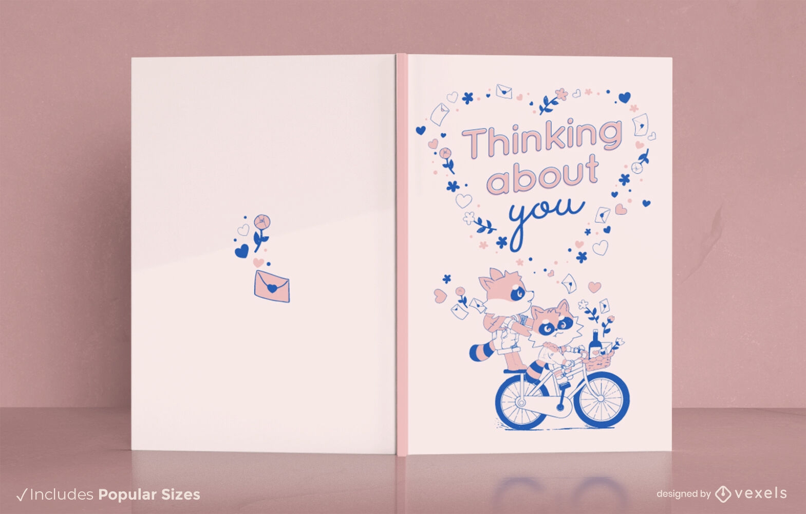 Raccoon couple riding bike book cover design