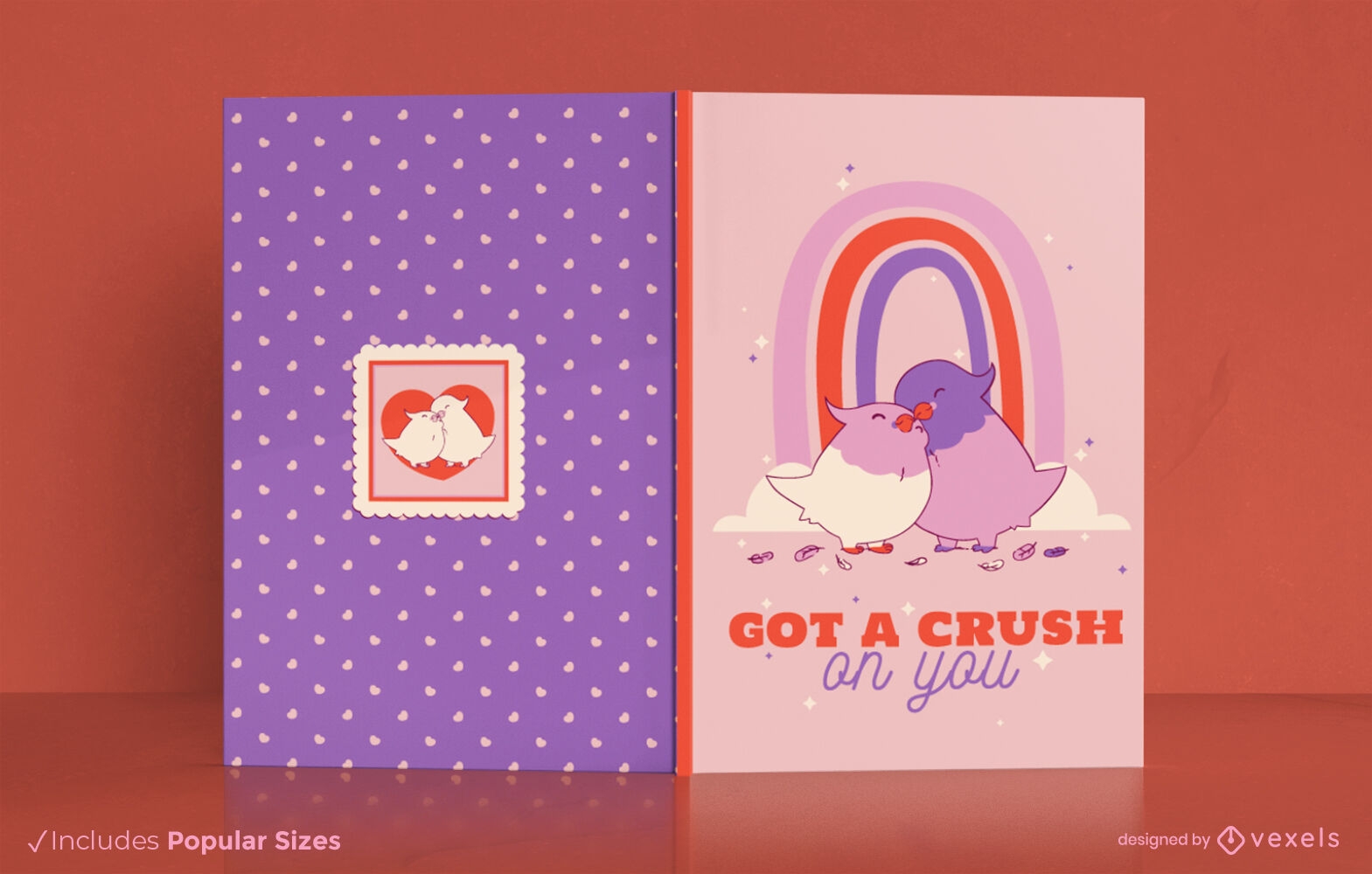 Diseño de portada de pájaros enamorados del día de san valentín