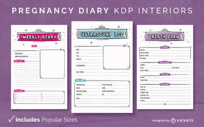 Modelo de diário de grávida KDP design de interiores