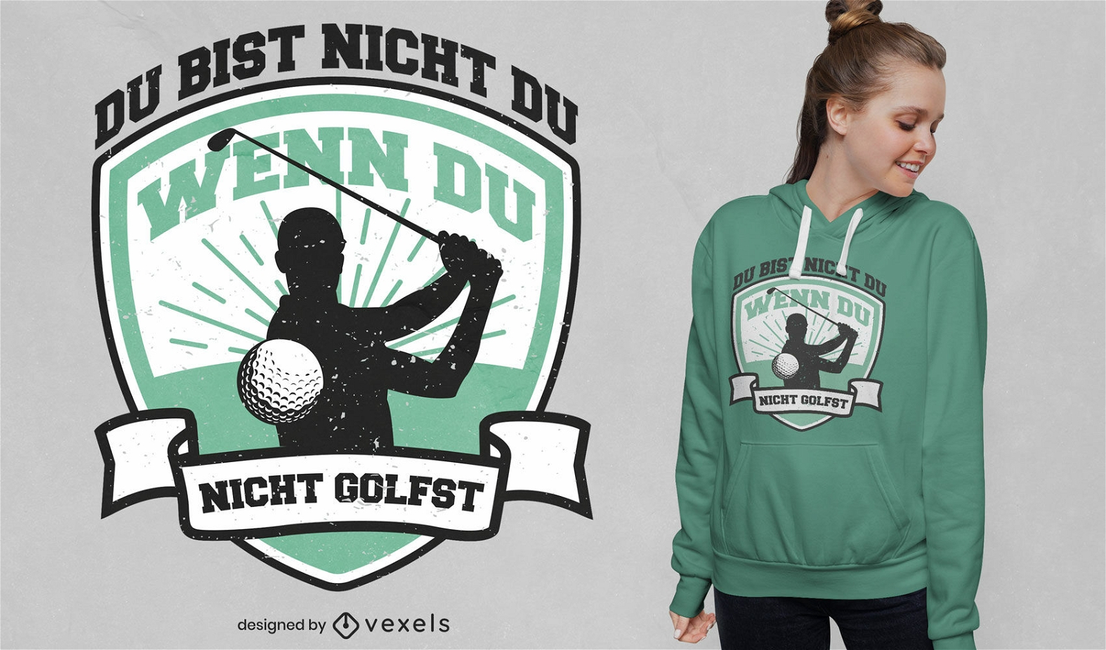 Diseño de camiseta de insignia de golf de persona.