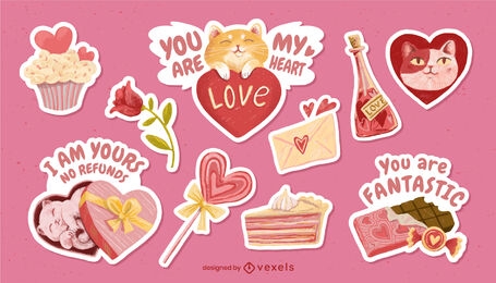 Valentines day cute gifts sticker set