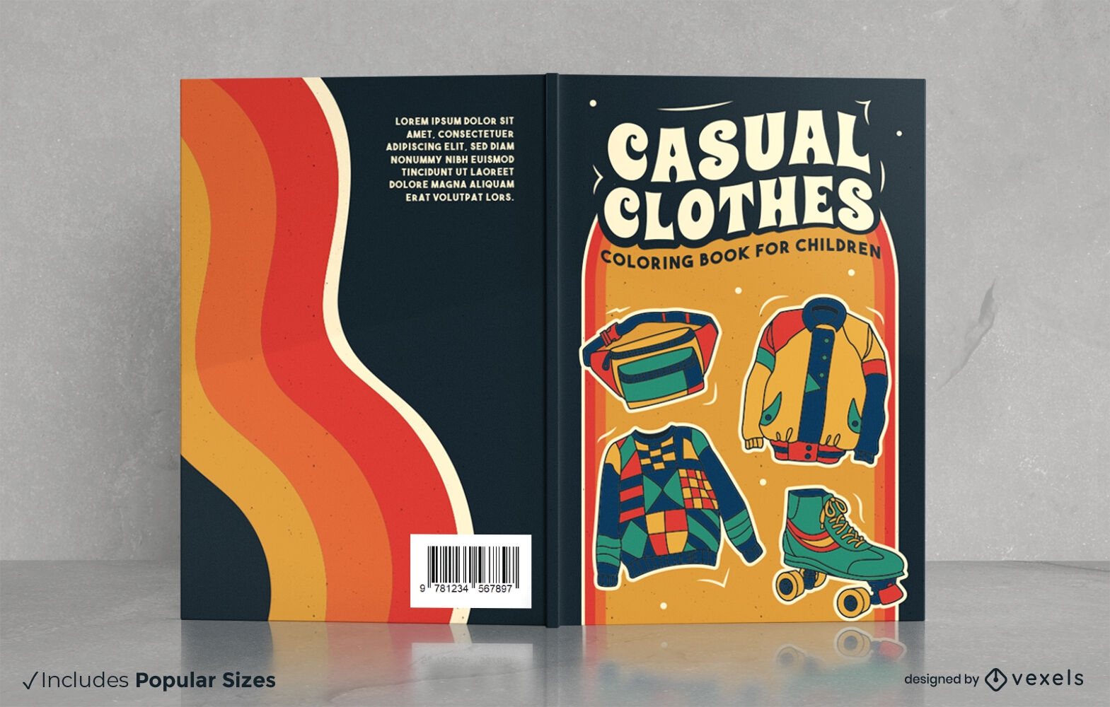 Retro casual clothes fashion book cover design
