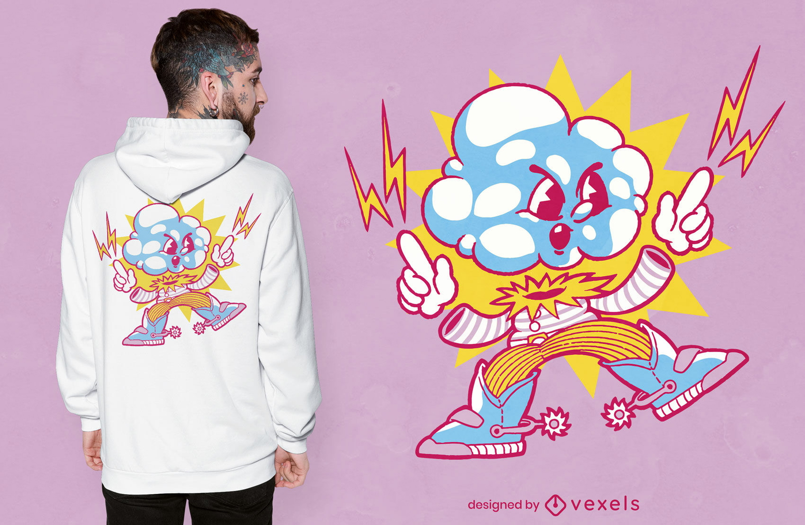 Design de t-shirt de vaqueiro com personagem tempestuoso