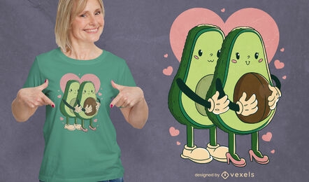 Desenho de t-shirt de casal feliz abacate