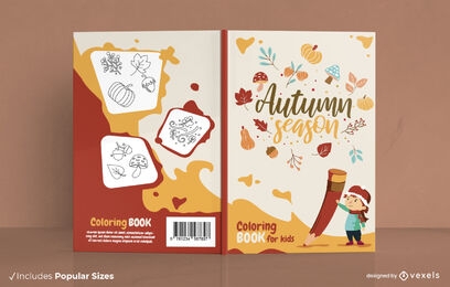 Diseño de portada de libro de naturaleza de temporada de otoño