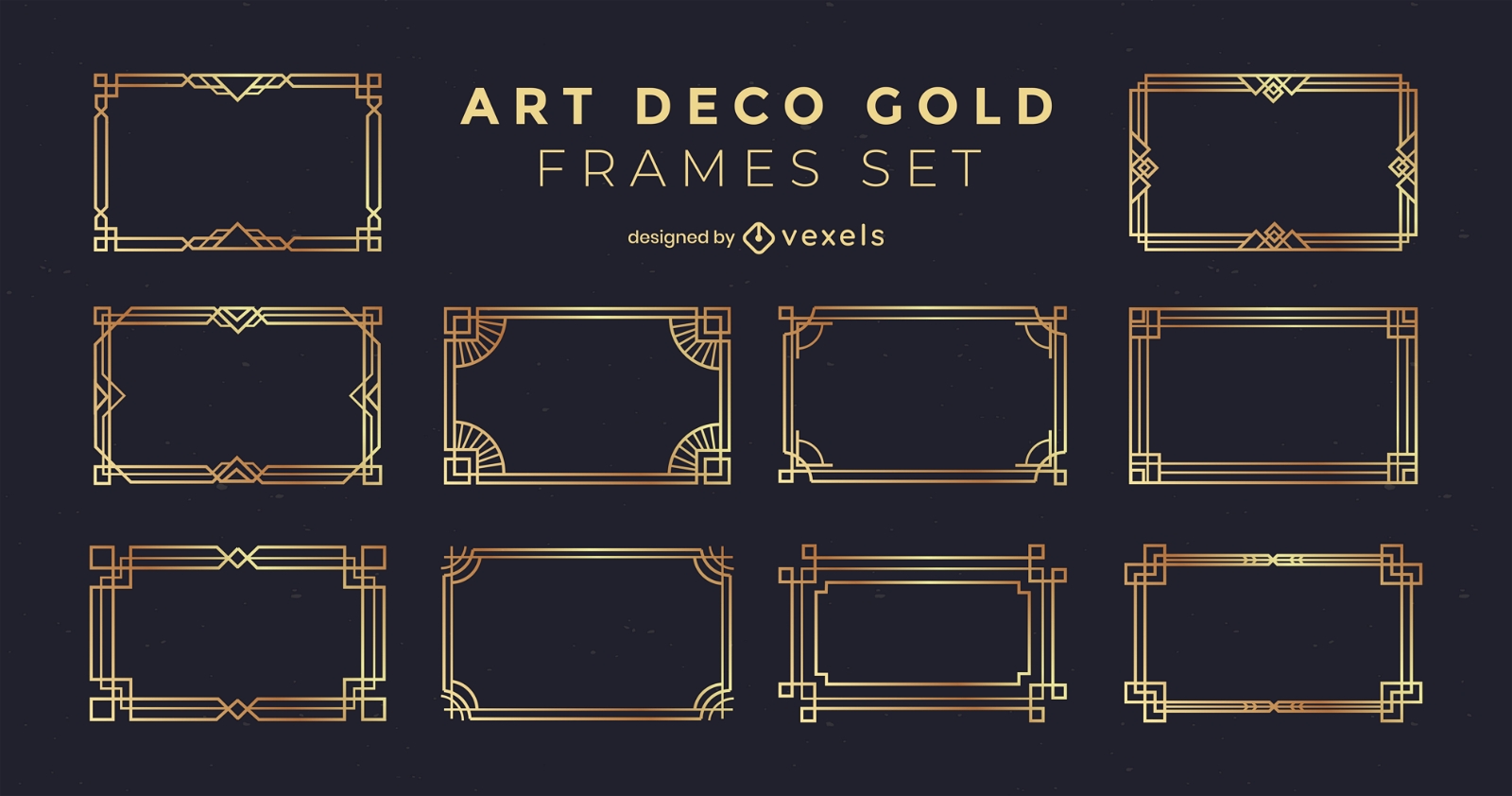 Goldenes Rahmendekorationsset im Art-Deco-Stil
