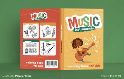 Criança brincando de guitarra no design da capa do livro