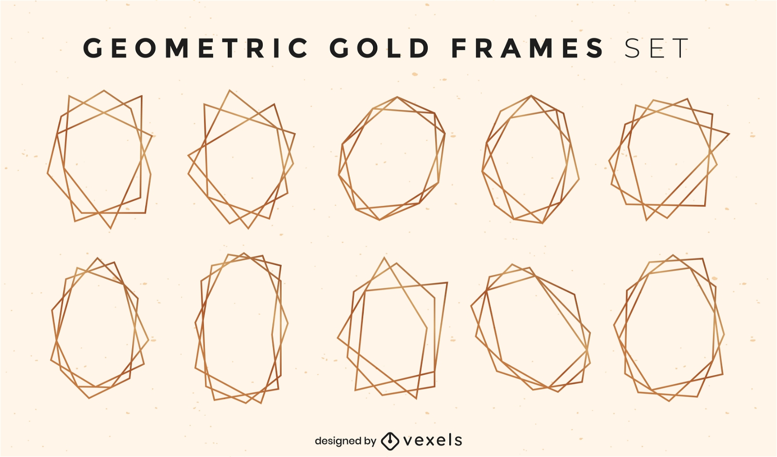 Golden geometric style frames decoration set