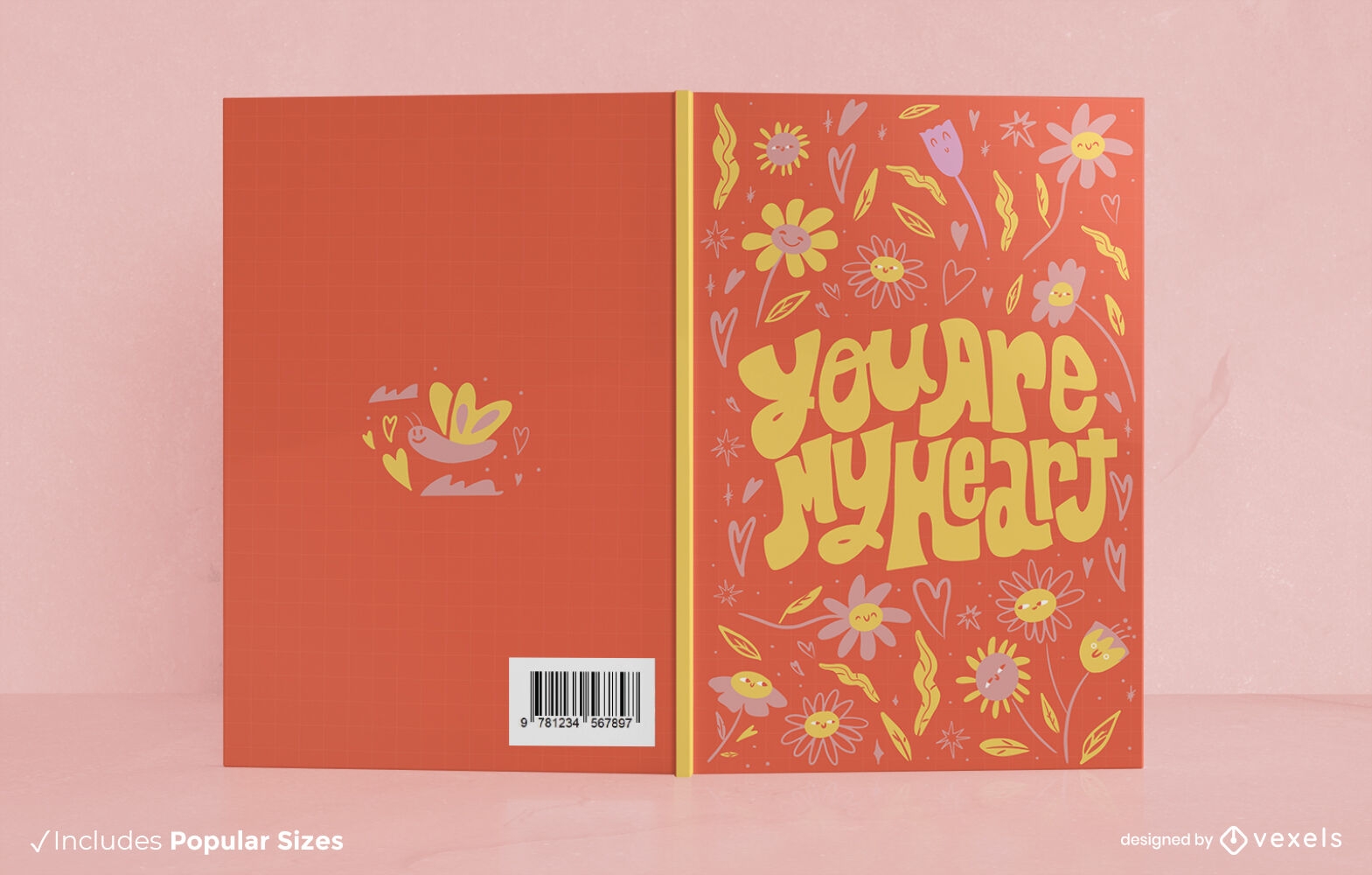 Diseño de portada de libro de letras de cita de amor floral
