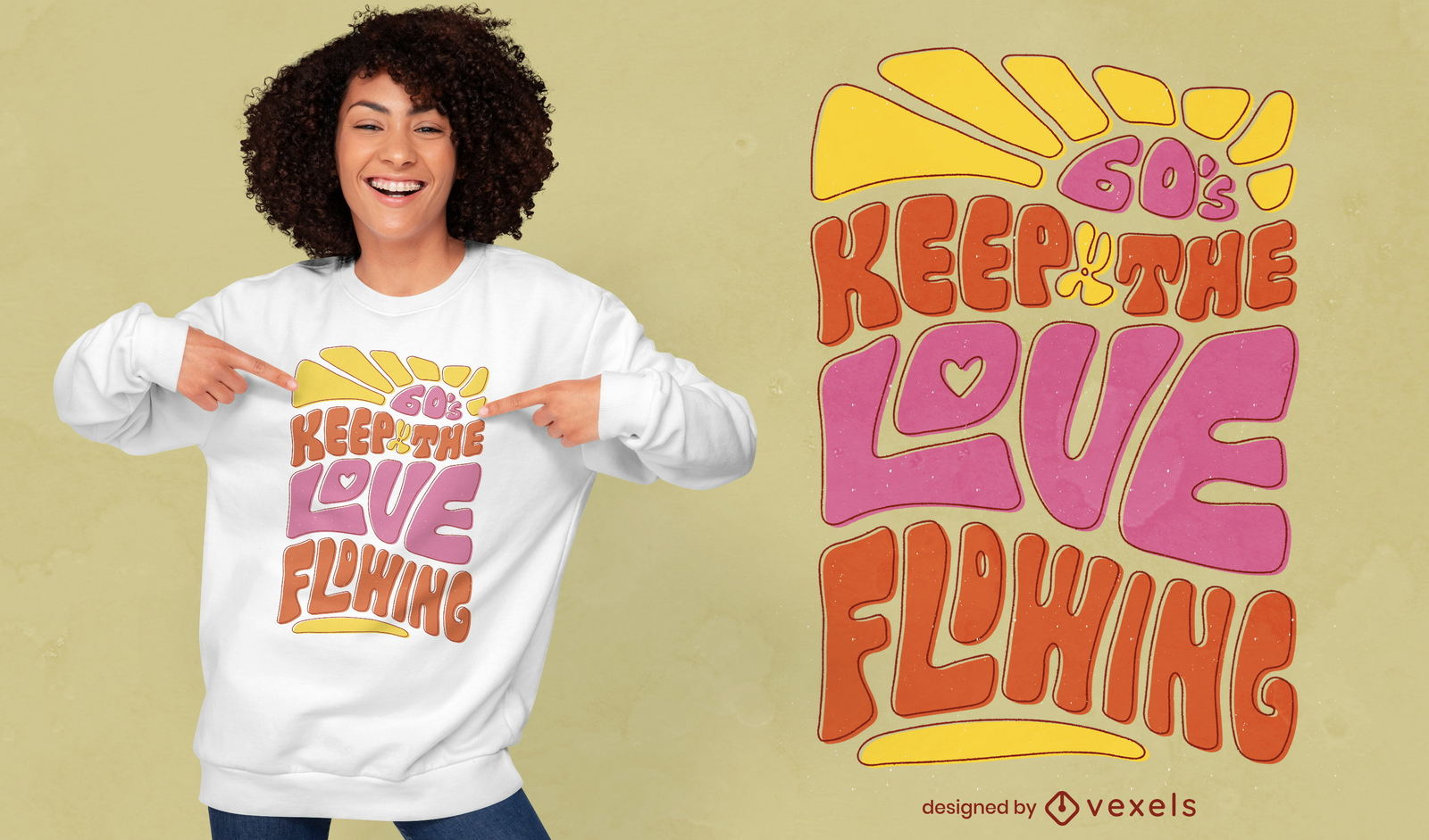 Groovy 60's love quote t-shirt design