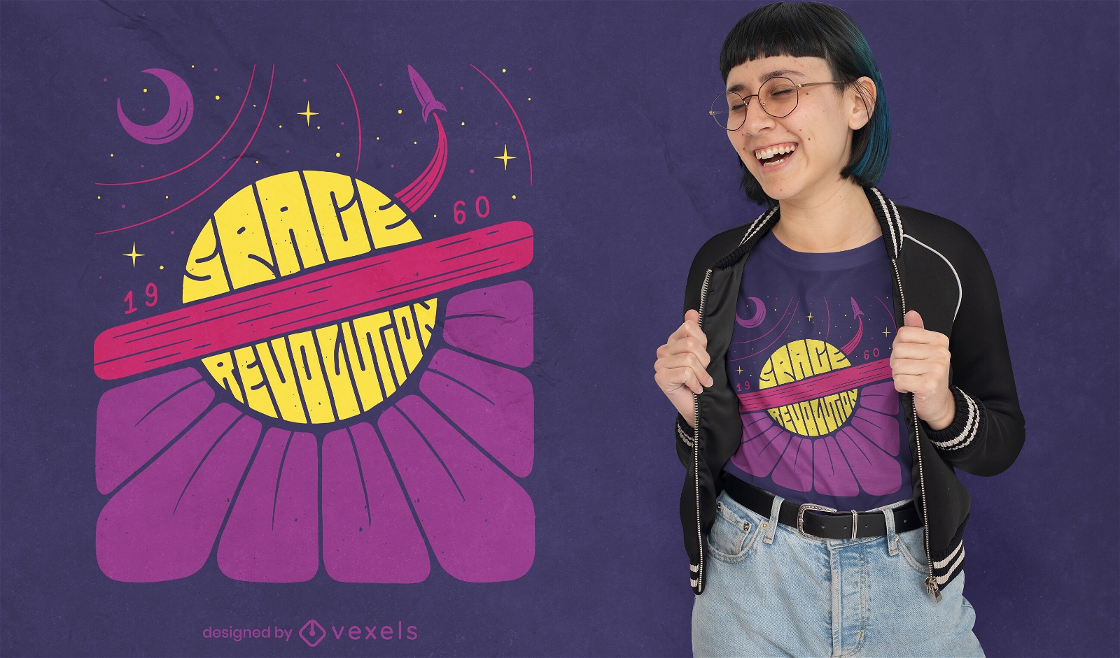 60's Space revolution Saturn t-shirt design