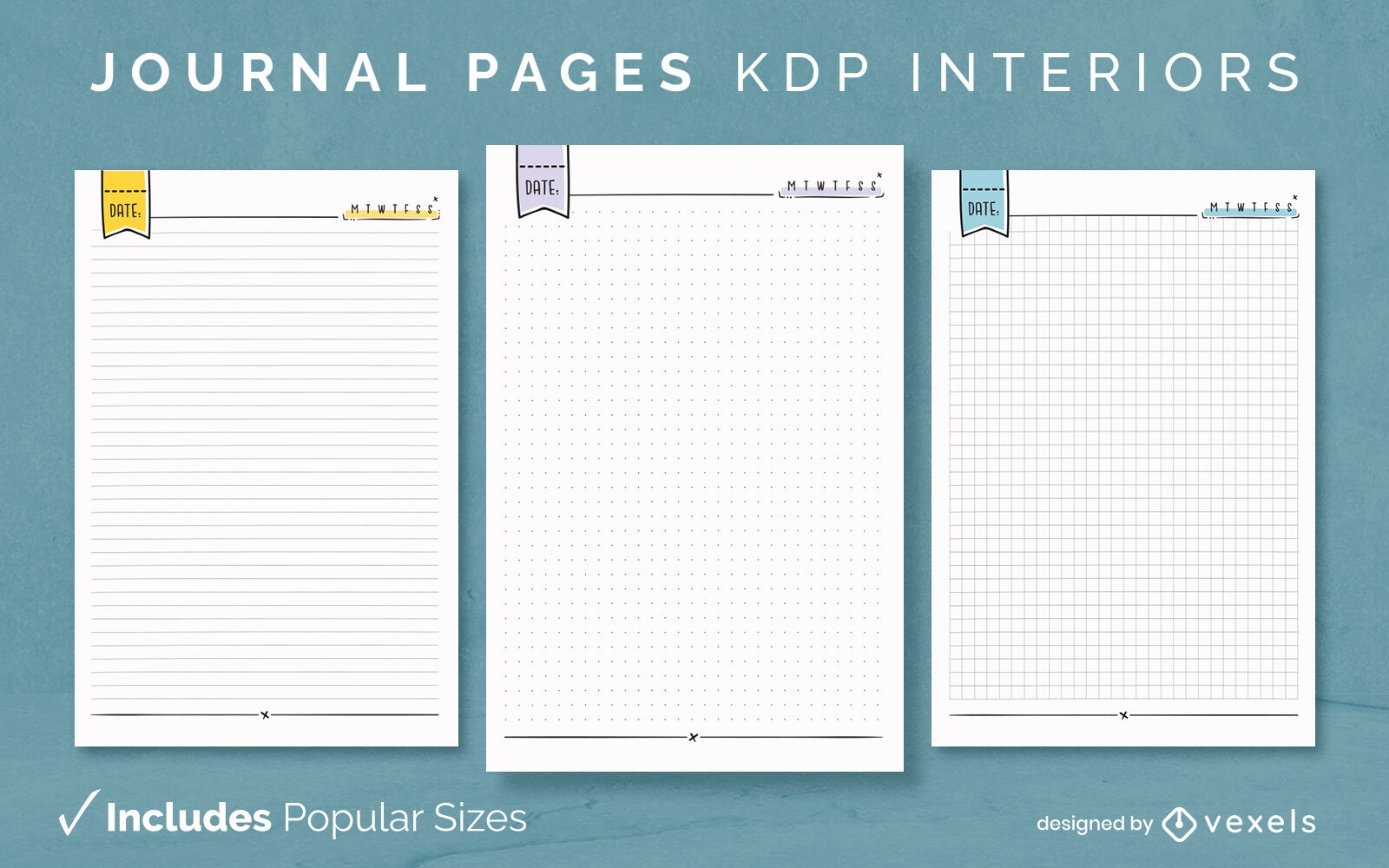 Plantilla de diseño de diario de páginas en blanco KDP