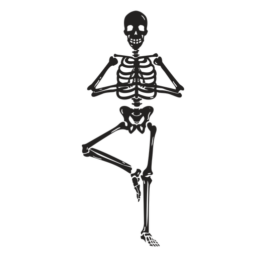 Postura de ?rbol recortado de esqueleto de yoga