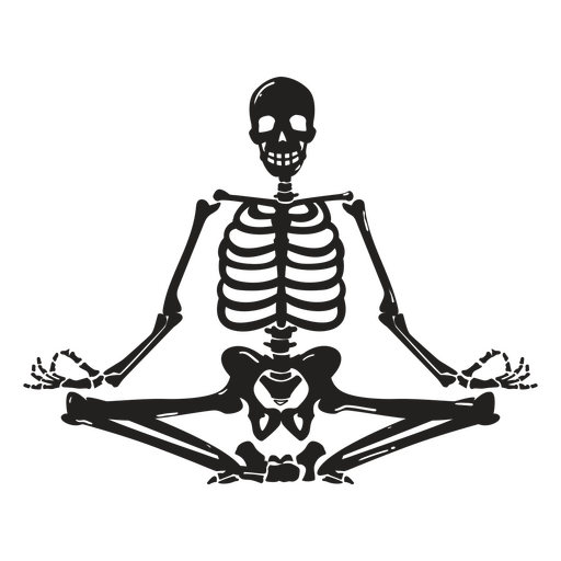 Esqueleto de yoga recortado postura de loto Diseño PNG