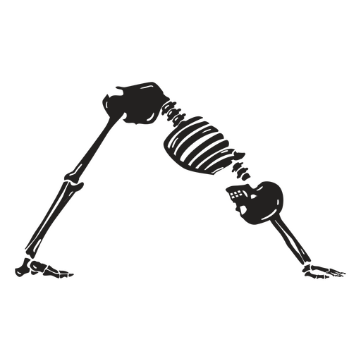 Esqueleto de yoga recortado pose de perro