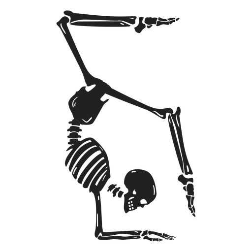 Esqueleto de yoga recortado parada de cabeza