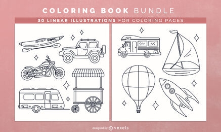 Transporte para colorear páginas de diseño de libros