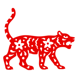 Tigre chino tradicional caminando Diseño PNG