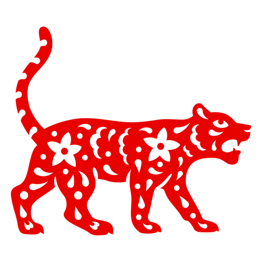 Traditional Chinese Tiger Walking PNG Design
