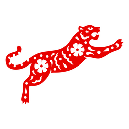 Chinese Zodiac Tiger Jumping PNG Design