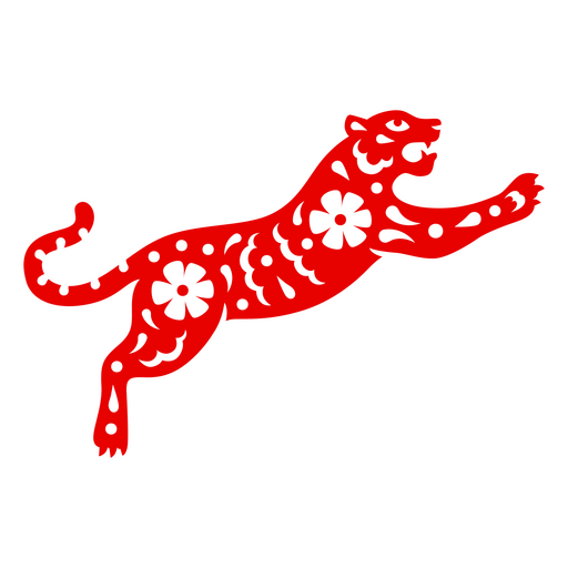 Chinese Zodiac Tiger Jumping PNG Design