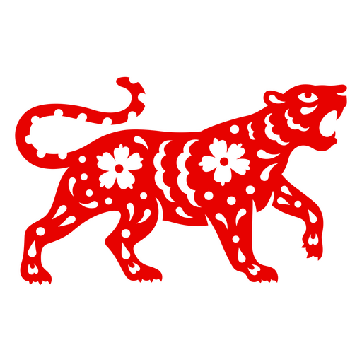 Tigre rugindo chinês tradicional Desenho PNG