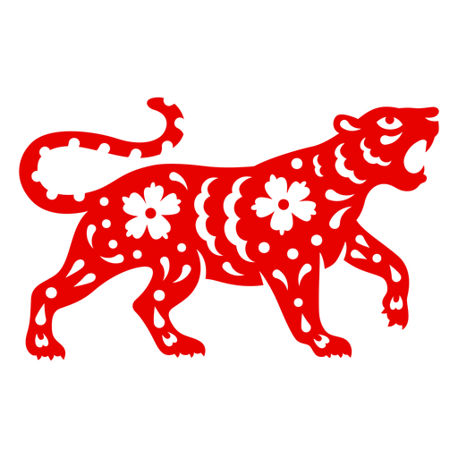Traditional Chinese Roaring Tiger PNG Design