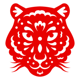 Traditional Chinese Zodiac Tiger Face PNG Design