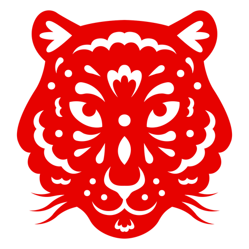 Traditional Chinese Zodiac Tiger Face PNG Design