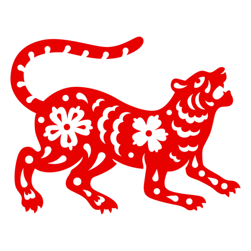 tigre rugiente del año nuevo chino Diseño PNG