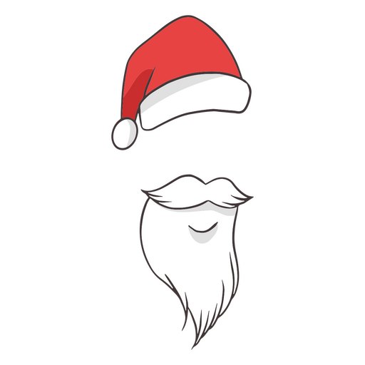 Santa color stroke hat and beard PNG Design