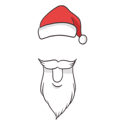 Santa claus color stroke beard and hat PNG Design