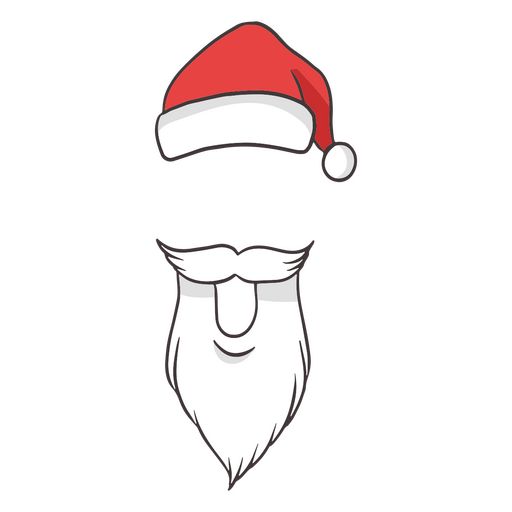 Barba e chapéu de traço de cor de papai noel Desenho PNG