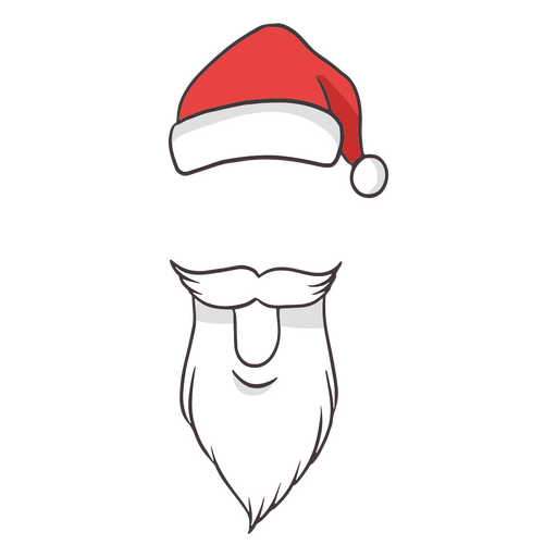 Santa claus color stroke beard and hat PNG Design