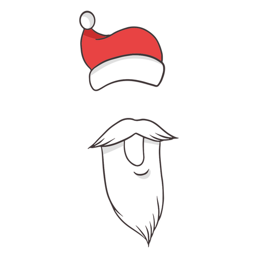 Barba e chapéu de traço de cor de Papai Noel Desenho PNG