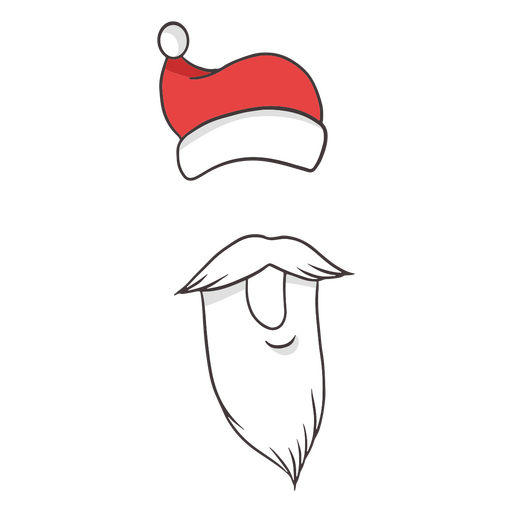 Santa color stroke beard and hat PNG Design