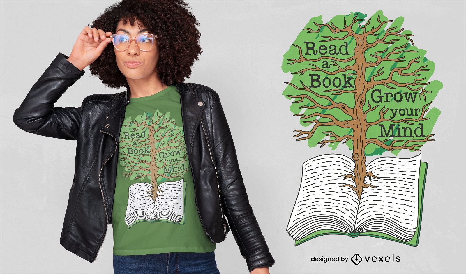 Tree growing in book t-shirt design